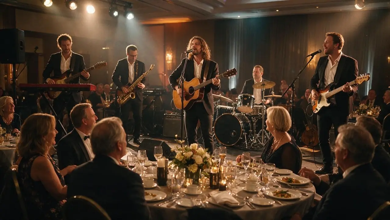 Live five-piece band performing at a Johannesburg corporate gala dinner